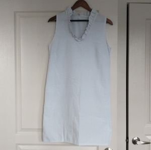 Striped dress (seersucker) with V neck ruffle